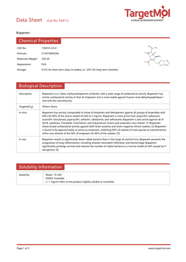 Chemical Properties Biological Description Solubility Information