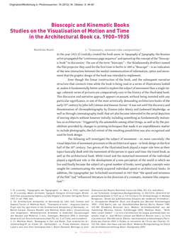 Bioscopic and Kinematic Books Studies on the Visualisation of Motion and Time in the Architectural Book Ca