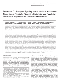 Dopamine D2 Receptor Signaling in the Nucleus Accumbens Comprises a Metabolic–Cognitive Brain Interface Regulating Metabolic Components of Glucose Reinforcement