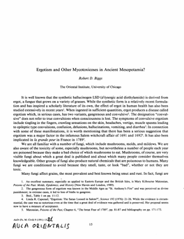 Ergotism and Other Mycotoxicoses in Ancient Mesopotamia?