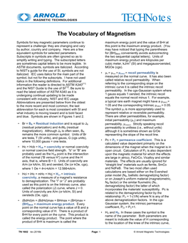 Vocabulary of Magnetism