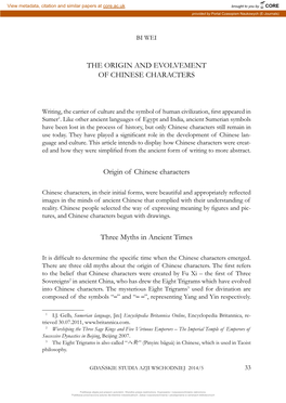 The Origin and Evolvement of Chinese Characters