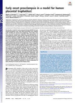 Early Onset Preeclampsia in a Model for Human Placental Trophoblast