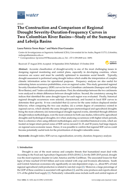 The Construction and Comparison of Regional Drought Severity-Duration-Frequency Curves in Two Colombian River Basins—Study of the Sumapaz and Lebrija Basins