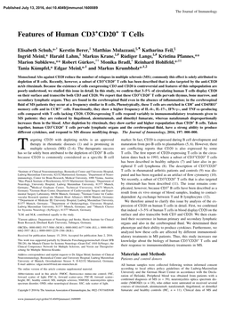 Features of Human CD3+CD20+ T Cells