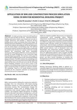 Application of Bim and Construction Process Simulation Using 5D Bim for Residential Building Project