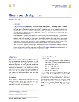 Binary Search Algorithm Anthony Lin¹* Et Al
