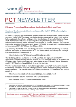 PCT Newsletter 07-08/2021 (July-August 2021)