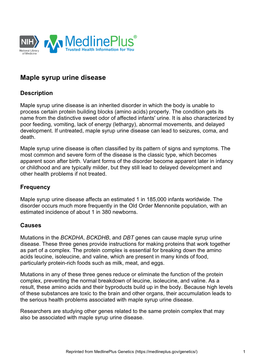 Maple Syrup Urine Disease