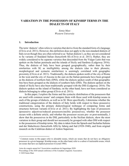 Variation in the Possession of Kinship Terms in the Dialects of Italy