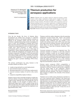 Titanium Production for Aerospace Applications