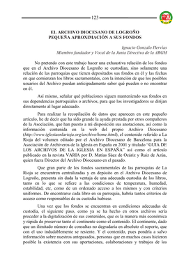 El Archivo Diocesano De Logroño Pequeña Aproximación a Sus Fondos