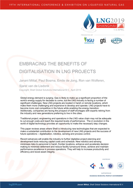 Embracing the Benefits of Digitalisation in Lng Projects