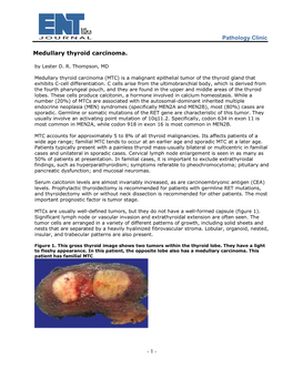 Pathology Clinic Medullary Thyroid Carcinoma