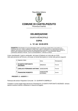 COMUNE DI CASTELPIZZUTO Provincia Di Isernia