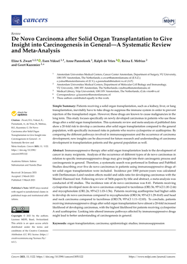 De Novo Carcinoma After Solid Organ Transplantation to Give Insight Into Carcinogenesis in General—A Systematic Review and Meta-Analysis