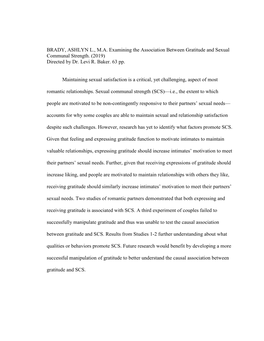 Examining the Association Between Gratitude and Sexual Communal Strength