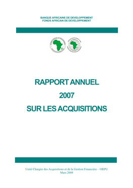 Rapport Annuel Sur Les Acquisitions De 2007 Page 1