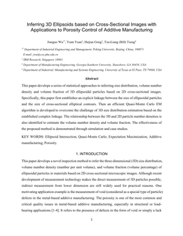 Inferring 3D Ellipsoids Based on Cross-Sectional Images with Applications to Porosity Control of Additive Manufacturing