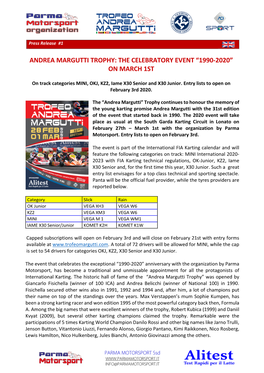 Andrea Margutti Trophy: the Celebratory Event “1990-2020” on March 1St