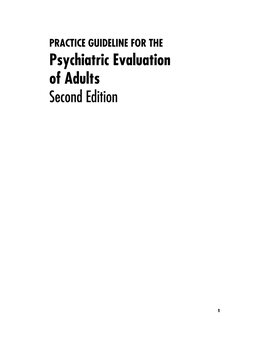 Psychiatric Evaluation of Adults Second Edition