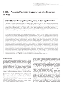 5-HT2C Agonists Modulate Schizophrenia-Like Behaviors in Mice