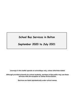 Bolton Schools 2020-2021