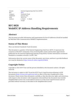 RFC 8828: Webrtc IP Address Handling Requirements