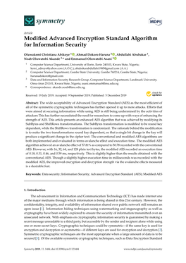 Modified Advanced Encryption Standard Algorithm for Information