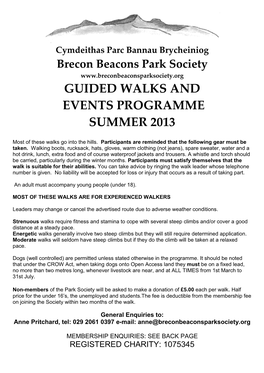 Guided Walks and Events Programme Summer 2013