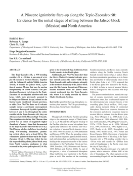 A Pliocene Ignimbrite Flare-Up Along the Tepic-Zacoalco Rift: Evidence For