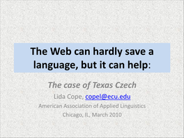 Texas Czech? • Language Material: Referenced? Featured?