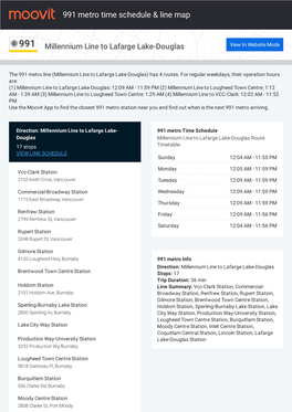 991 Metro Time Schedule & Line Route