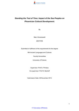 Standing the Test of Time: Impact of the Sea Peoples on Phoenician Cultural Development