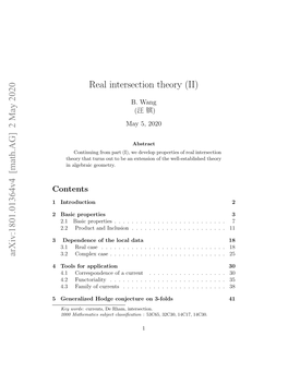 2 May 2020 Real Intersection Theory (II)