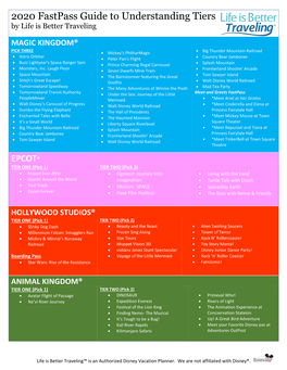 2020 Fastpass Guide to Understanding Tiers by Life Is Better Traveling