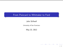 From Poincaré to Whittaker to Ford