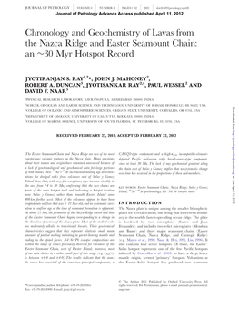 Ray, J.S., J.J. Mahoney, R.A. Duncan, J. Ray, P. Wessel and D.F. Naar, Chronology and Geochemistry