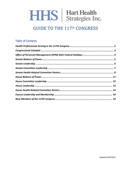 GUIDE to the 117Th CONGRESS