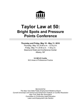 Taylor Law at 50: Bright Spots and Pressure Points Conference