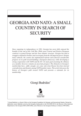 Georgiaand Nato:Asmall Countryin Search Of