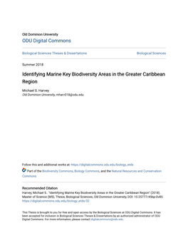 Identifying Marine Key Biodiversity Areas in the Greater Caribbean Region