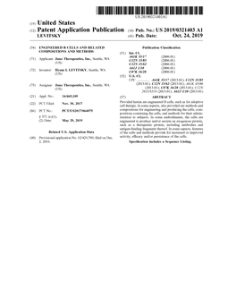 ( 12 ) Patent Application Publication ( 10 ) Pub . No .: US 2019/0321403 A1