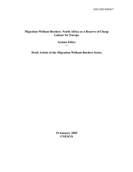 Migration Without Borders: North Africa As a Reserve of Cheap Labour for Europe