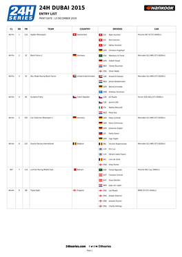 24H Dubai 2015 Entry List Print Date : 13 December 2019