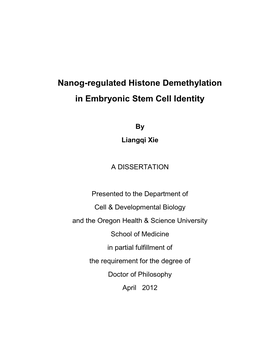 Nanog-Regulated Histone Demethylation in Embryonic Stem Cell Identity