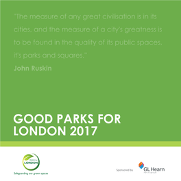Good Parks for London 2017