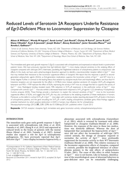 Reduced Levels of Serotonin 2A Receptors Underlie Resistance of Egr3-Deficient Mice to Locomotor Suppression by Clozapine