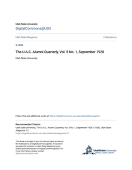 The U.A.C. Alumni Quarterly, Vol. 5 No. 1, September 1928