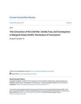 Gender, Fear, and Consequence in Margaret Chase Smith's "Declaration of Conscience"